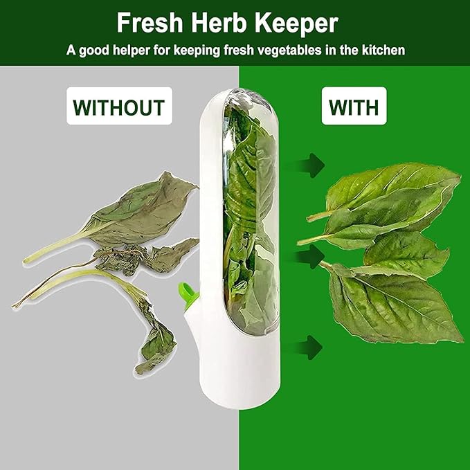 Herb Saver Pods šæ Best Storage Container for Freshest Produce + FREE Stainless Steel 5-Blade Herb Scissors