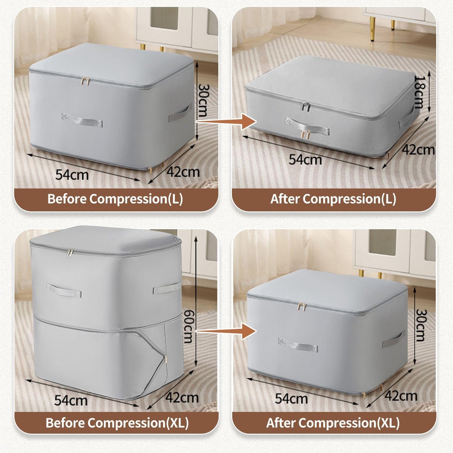 Storage Space Saving Self Compression Organizer