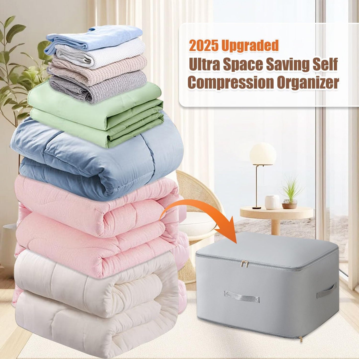 Storage Space Saving Self Compression Organizer