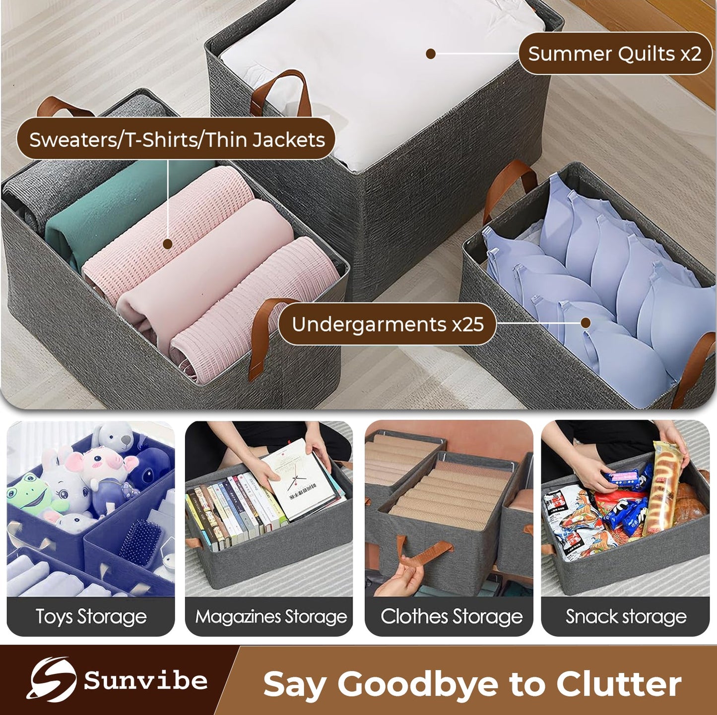 Foldable Wardrobe Organizer with Durable Handles (Pack of 6)
