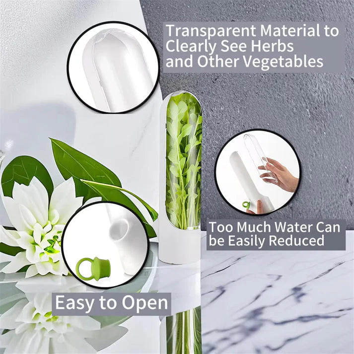 Herb Saver Pods 🌿 Best Storage Container for Freshest Produce + FREE Stainless Steel 5-Blade Herb Scissors