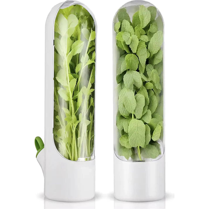 Herb Saver Pods 🌿 Best Storage Container for Freshest Produce + FREE Stainless Steel 5-Blade Herb Scissors