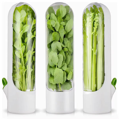 Herb Saver Pods 🌿 Best Storage Container for Freshest Produce + FREE Stainless Steel 5-Blade Herb Scissors