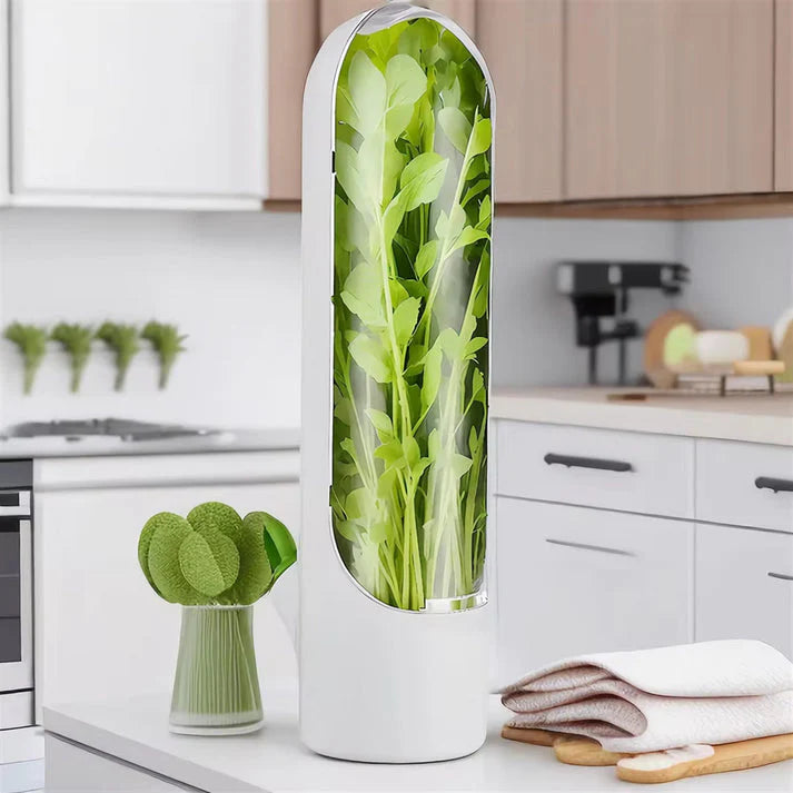 Herb Saver Pods 🌿 Best Storage Container for Freshest Produce + FREE Stainless Steel 5-Blade Herb Scissors