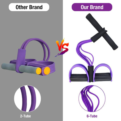 Natural Latex 6-Tube Elastic Yoga Pedal Puller Tension Rope Fitness Equipment, for Abdomen/Waist/Arm/Leg Stretching Slimming