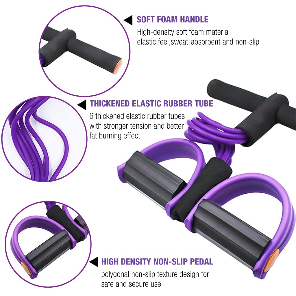 Natural Latex 6-Tube Elastic Yoga Pedal Puller Tension Rope Fitness Equipment, for Abdomen/Waist/Arm/Leg Stretching Slimming