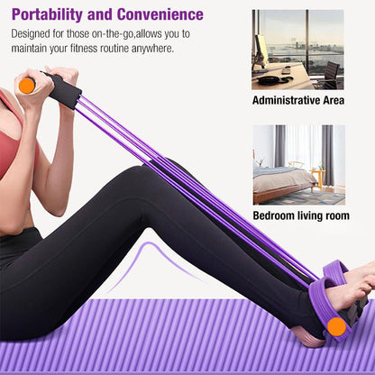 Natural Latex 6-Tube Elastic Yoga Pedal Puller Tension Rope Fitness Equipment, for Abdomen/Waist/Arm/Leg Stretching Slimming