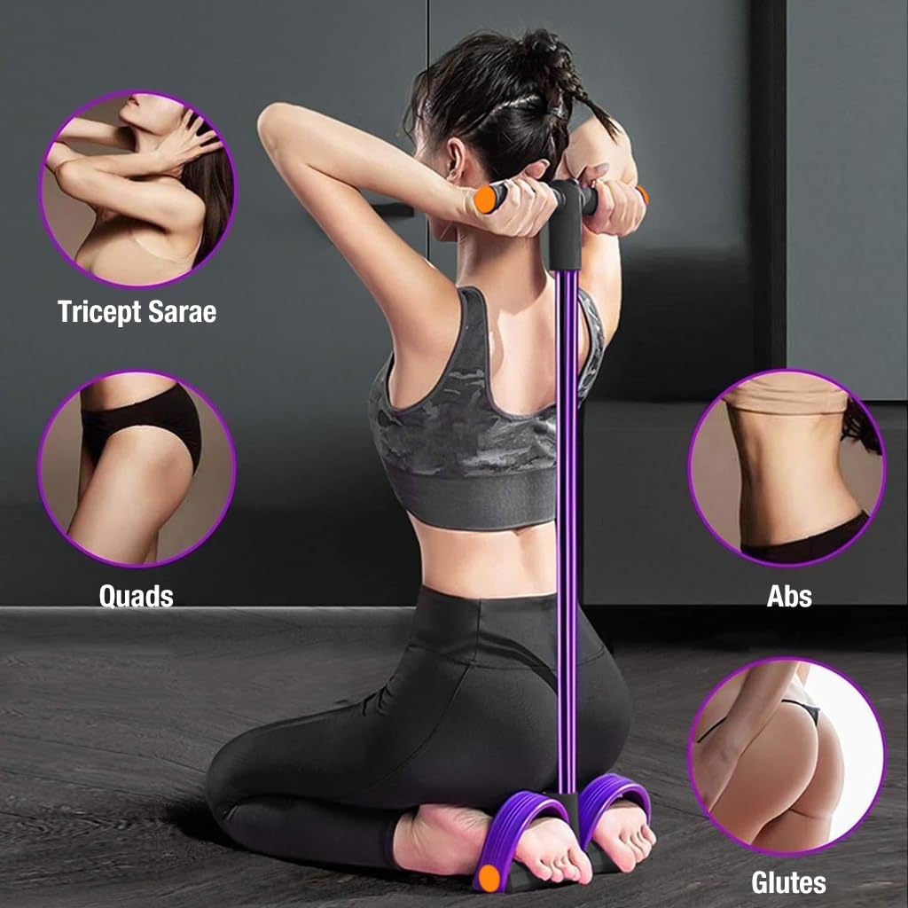 Natural Latex 6-Tube Elastic Yoga Pedal Puller Tension Rope Fitness Equipment, for Abdomen/Waist/Arm/Leg Stretching Slimming