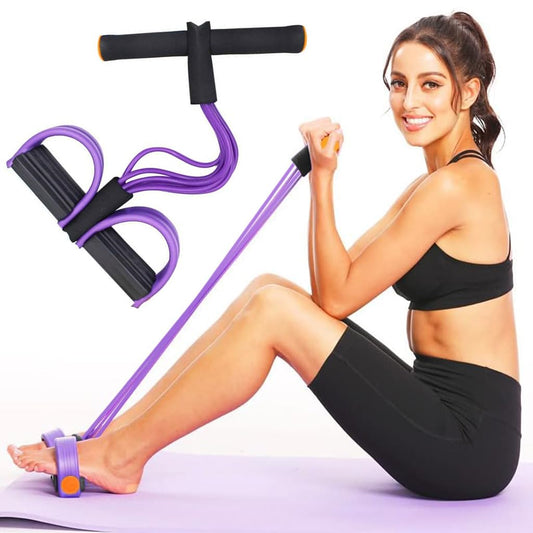 Natural Latex 6-Tube Elastic Yoga Pedal Puller Tension Rope Fitness Equipment, for Abdomen/Waist/Arm/Leg Stretching Slimming