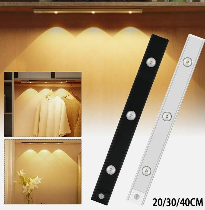 LED PIR Motion Sensor Cabinet Light Strip - With Rechargeable USB Cord