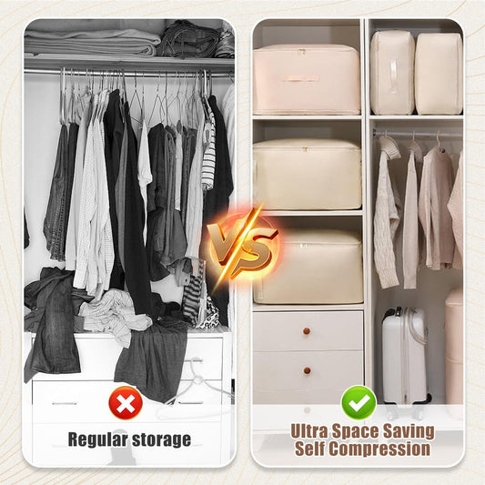 Storage Space Saving Self Compression Organizer