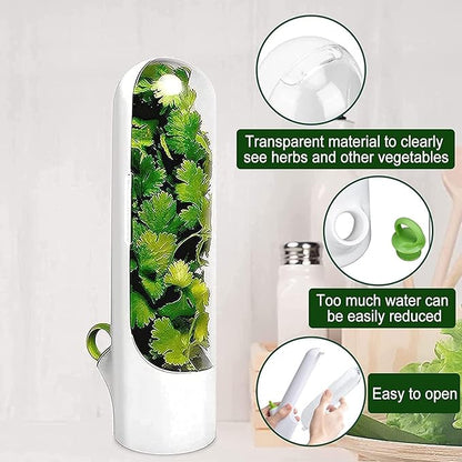 Herb Saver Pods 🌿 Best Storage Container for Freshest Produce + FREE Stainless Steel 5-Blade Herb Scissors