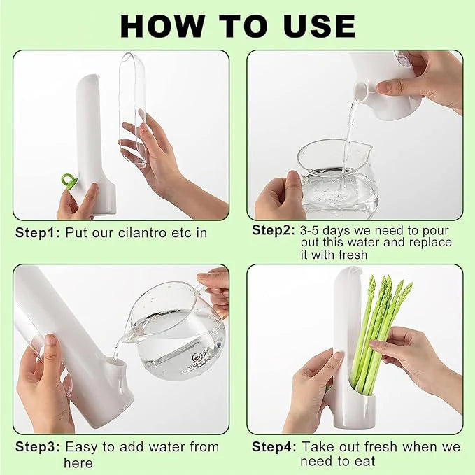Herb Saver Pods 🌿 Best Storage Container for Freshest Produce + FREE Stainless Steel 5-Blade Herb Scissors