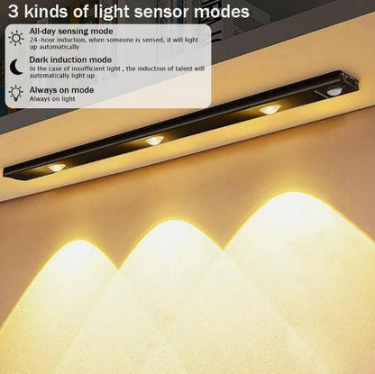 LED PIR Motion Sensor Cabinet Light Strip - With Rechargeable USB Cord