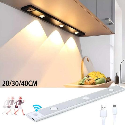 LED PIR Motion Sensor Cabinet Light Strip - With Rechargeable USB Cord
