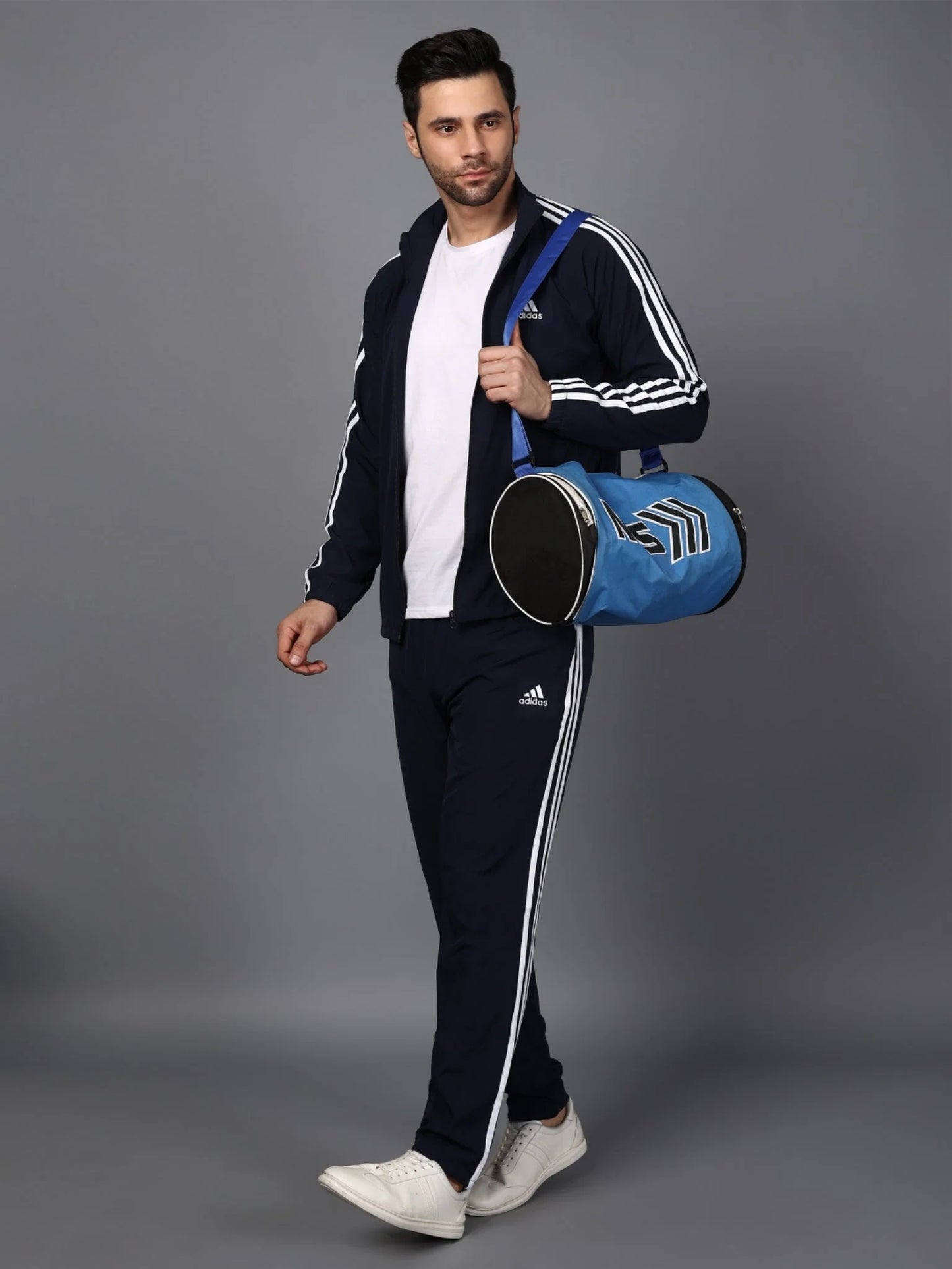 Adidas Half Striped Men Black Tracksuit - Jacket & track-pants
