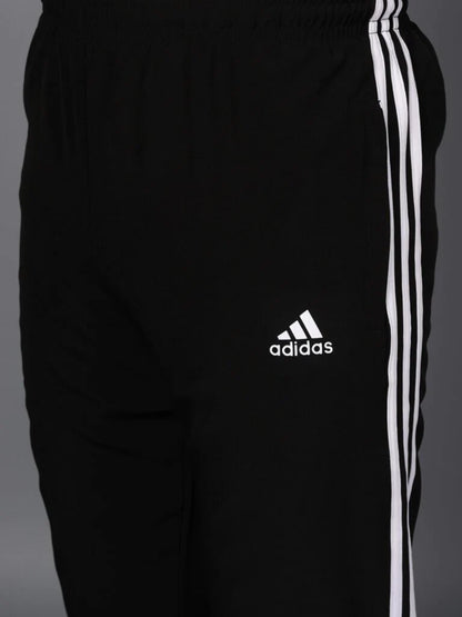 Adidas Half Striped Men Black Tracksuit (Jacket &track-pants)